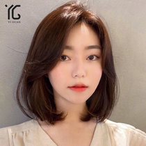 Wig womens short hair full real hair headgear natural hair real hair silk eight character bangs in the clavicle