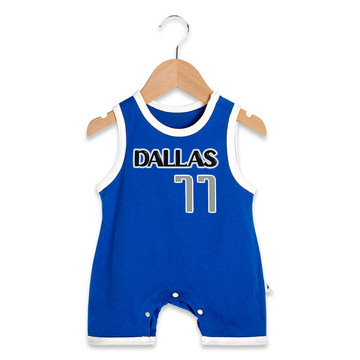 夏季婴儿衣服无袖连体衣男宝宝球衣东契奇77号独行侠背心薄款爬服