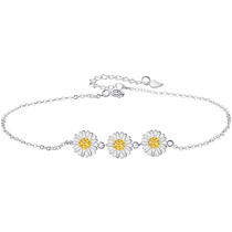 Little daisy flower anklet Lady sterling silver s925 anklet fairy air advanced birthday Valentine birthday gift to girlfriend