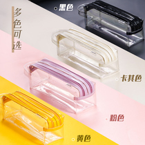 Deli double-layer transparent pen bag Large capacity female simple junior high school students high face value cute high school students primary school students stationery bag stationery box ins Japanese girls exam special triangle pen bag popular