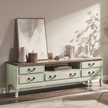 American vintage TV cabinet Coffee table combination set Living room solid wood wall cabinet Storage small household type high cabinet Side cabinet Floor cabinet