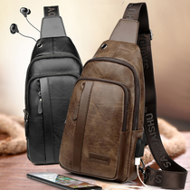Saatchi Kangaroo Men chest bag USB shoulder bag leather 2021 New Fashion shoulder bag crossbody bag satchel tide