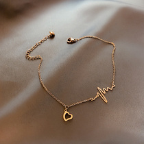 Eulala heartbeat anklet womens love ins net red girl sense student rose gold fresh titanium steel does not fade