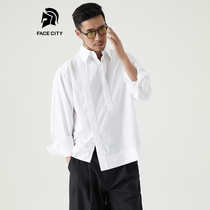 FACECITY 2021 new spring high shirt mens white loose fashion Korean long sleeve shirt men