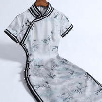 Qi Wei high-end cheongsam medium-length slim temperament elegant daily middle-aged mother 2021 new summer short-sleeved