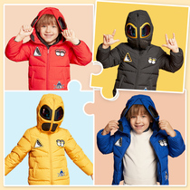 Anta childrens clothing mens childrens down jacket short baby hooded ski Ultraman glasses warm down cotton clothing