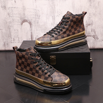 European Station Fashion Tide Mens High Favor Shoes Thick Bottom Interior Heightening Casual Shoes Inglén Style Subintern Short Boots Mens Shoes