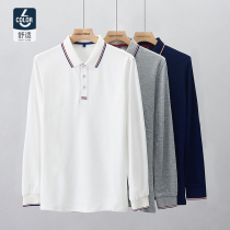 Polo shirt mens long sleeve Paul shirt custom team uniform solid color slim casual cotton lapel long sleeve T-shirt autumn and winter New