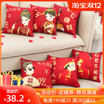 Red pillow married a pair of wedding room sofa living room Net red cushion cute happy character creative wedding supplies