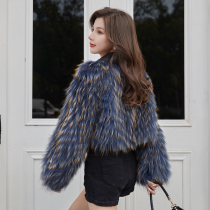 Imported raccoon wool caravan Article Woven Fashion High Waist Locomotive Leather Clothes 2022 New Fur Coats Women Young