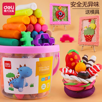 Deli childrens plasticine safe and non-toxic color clay 24 colors like leather clay kindergarten toy set Clay diy handmade toddler baby box Clay clay bucket tools