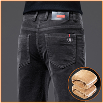 Plus velvet casual pants men's corduroy winter winter wear middle-aged straight business work velvet west pants men padded