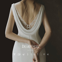 Dear White 2021 new wedding dress early morning temperament simple to go out satin bride dress trailing thin