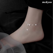 Butterfly anklet womens sterling silver 2021 new Korean version of the foot chain forest series niche net celebrity ins fairy ankle chain