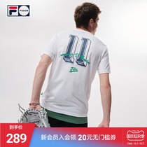 FILA FUSION Feile Tide Mens Knitted Short Sleeve Shirt 2021 Autumn New Baseball Sports Print T-shirt