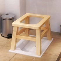 Toilet wooden stool Solid wood pregnant woman toilet toilet stool chair Household toilet foldable squat chair stool