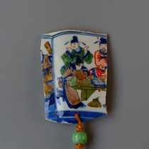 Drunken = sleeve 0626 Qing Dynasty Kangxi colorful figure porcelain piece Myanmar Jade Road road pendant