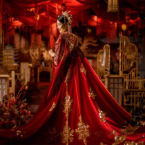 Xiuhe clothing bride 2021 Chinese wedding long cloak costume wedding dress shawl