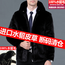Broken clearance Haining fur imported mink hair mens mink coat whole mink fur middle-aged father coat
