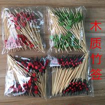 Wooden bamboo skewers fruit cocktails decorative fruit picks toothpicks colored wine wooden