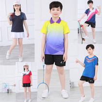 Children badminton suit 2021 summer breathable sports short-sleeved table tennis men and women childrens tennis suit suit professional customization