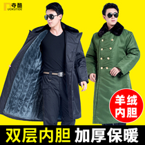 Military cotton coat men thickened velvet long winter green cotton clothing Cold storage Northeast quilted jacket cold work labor protection clothing