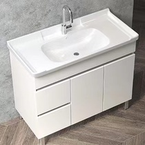 Ceramic balcony Floor-to-ceiling laundry cabinet Laundry pool Solid wood bathroom cabinet Hand washing washbasin combination cabinet with washboard