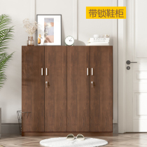 Outside the elevator entrance solid wood shoe cabinet with lock outdoor corridor anti-theft outside home American shoe cabinet door