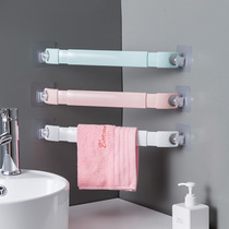 Retractable hanging towel rack rotating single rod non-punching toilet towel rack towel bar rag hanger suction disc