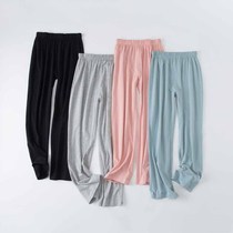  Womens pajamas pure cotton thin spring and summer casual loose sports large size cotton morning exercise pants high waist straight home pants