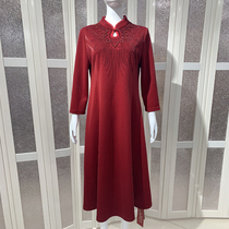 Gao Xi mother-in-law improved cheongsam dress 2021 autumn and winter New Foreign style young mother wedding dress red