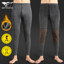 Seven Wolves Mens Warm Pants Plus Suede Thickened Cotton Pants Aged Loose With Goat Plush Pants Underpants Autumn Pants Winter