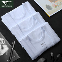 Seven wolves mens vests with pure cotton damp movement cross-bar tight fit sweatshirt summer full cotton white vest