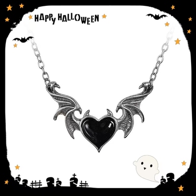 taobao agent Amazon Foreign Trade Anime Creative Demon Heart -shaped Demon Wing Perm Neck Chain Jewelry