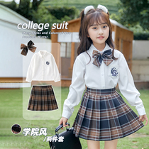 Girls jk uniform suit genuine children's academic school uniform big children pleated skirt primary school student autumn and winter dress