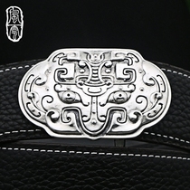  99-foot silver belt buckle mens hypoallergenic belt square smooth buckle casual crocodile leather belt manufacturer silver jewelry