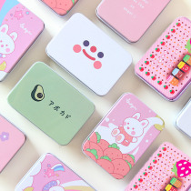 Cute cartoon tinplate storage box student small iron box card small item girl jewelry grocery storage box