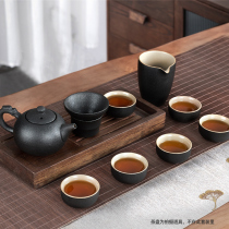 Black pottery Kung Fu tea set Home office tea simple modern Japanese ceramic tea sea tea cup set