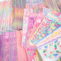 Girl's Heart Shining Sticker Pink Waves Galaxy Bear Rabbit Star Chasing Ribbon Sticker ins Wind Goo Card diy