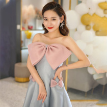 Blue chest birthday party small evening dress dress bridesmaid usually wear engagement back toast dress