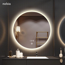 Infinite dimming smart bathroom mirror with light touch screen toilet toilet dressing table makeup wall hanging round mirror