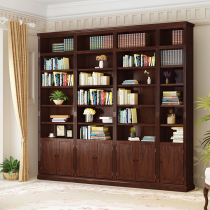 American red oak full solid wood bookcase full wall log with door containing cabinet floor book room combined bookcase bookshelf