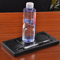 Creative leather three-hole cup holder with Pen slot meeting room water coaster office supplies hotel saucer customization