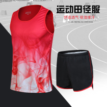 Track and field suit mens marathon running clothing custom vest competition team uniform training suit womens summer sportswear