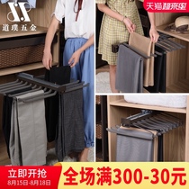 Wardrobe trouser rack telescopic multi-function household top-mounted double-row side-mounted pull-out push-pull trouser rack cabinet hardware