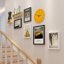 Creative staircase Photo Wall living room background wall photo frame hanging wall combination non-perforated modern minimalist photo wall decoration