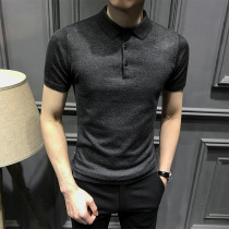 Mens T-shirt short-sleeved summer 2021 new Korean slim fit breathable solid color lapel casual wild POLO shirt men