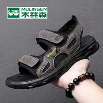 Wood Linson Sandals Sandals Mens Summer 2022 New Mens Beach Shoes Non-slip Soft Bottom Driving Cool Drag Air Cushion Sports Mens Shoes