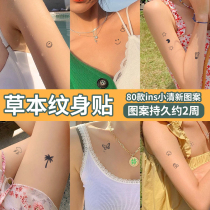 ins wind herbal juice tattoo stickers semi-permanent stickers Small fresh female cute Waterproof long-lasting simulation does not reflect light
