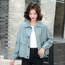 2022 Spring New Haining Leather Women's Short Casual Large Size Loose Sheepskin Leather Jacket Coat Tide